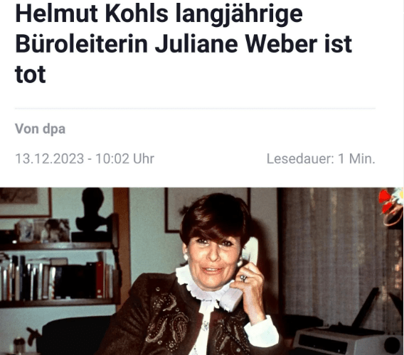 Juliane Weber Helmut Kohl Ist Tot